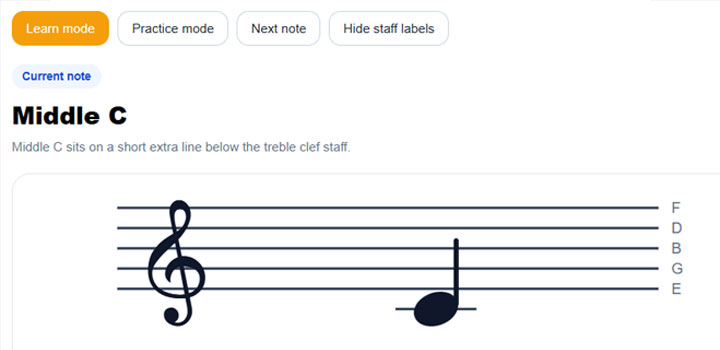 Treble Clef Notes Trainer