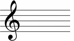 Treble clef at the beginning of a five-line musical staff